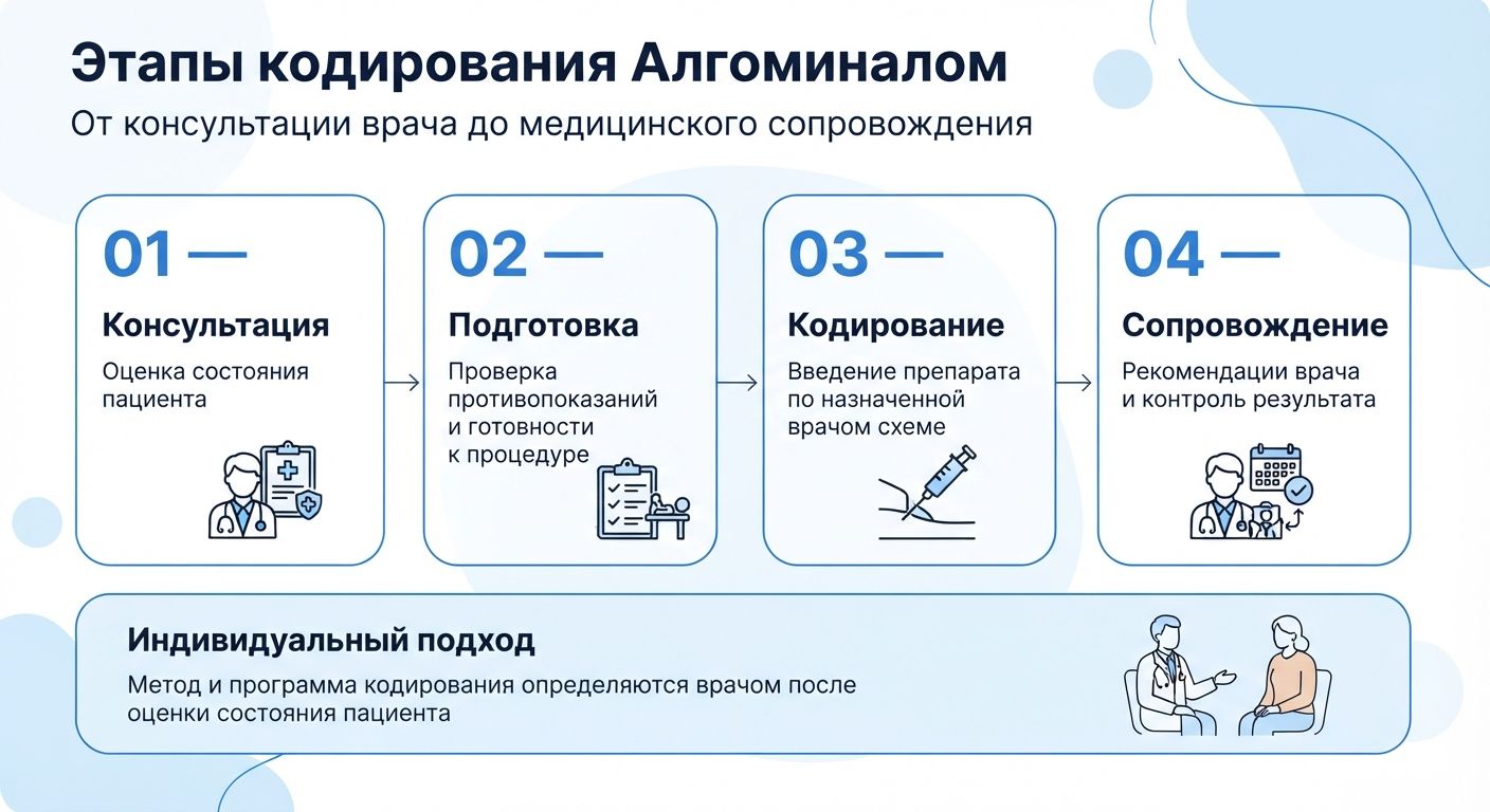 Кодирование препаратом «Алгоминал» в Рыбном инфографика